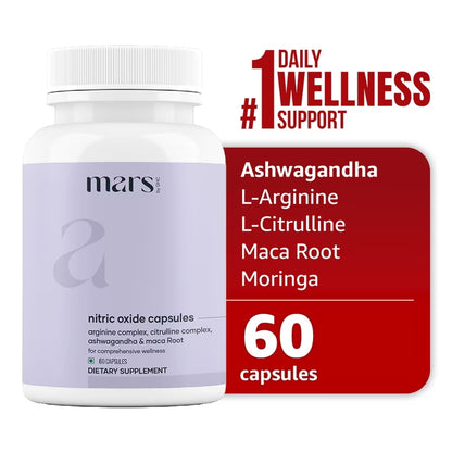 Mars Nitric Oxide Capsules with L-Arginine, L-Citrulline & Adaptogens – Circulation, Endurance & Recovery Support